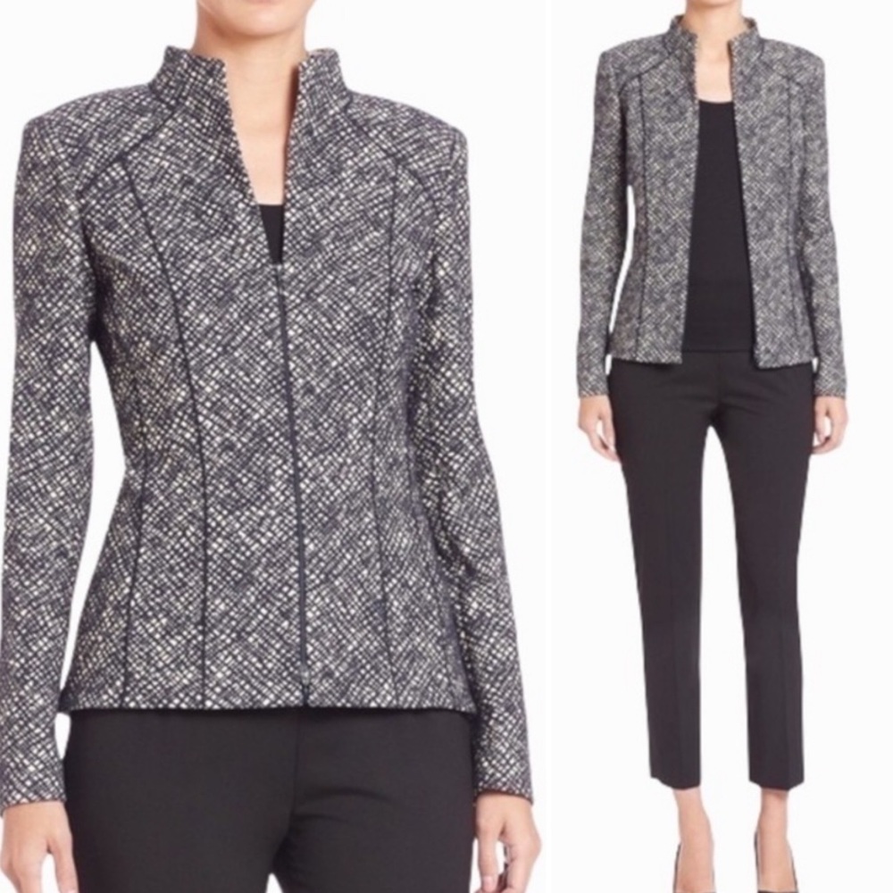 ***discounted****Lafayette 148 Amia Knit Textured Zipper Front Blazer Jacket